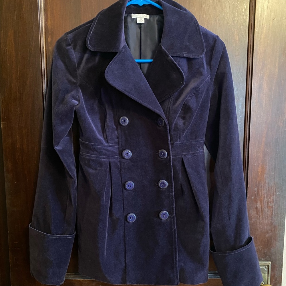 Steampunk Blue Velvet Double Breasted Fashion Jacket Size XS